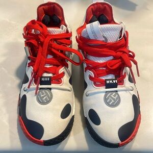 adidas Unisex-Adult Harden Vol. 6 Basketball Shoe Size 5 black, red and white